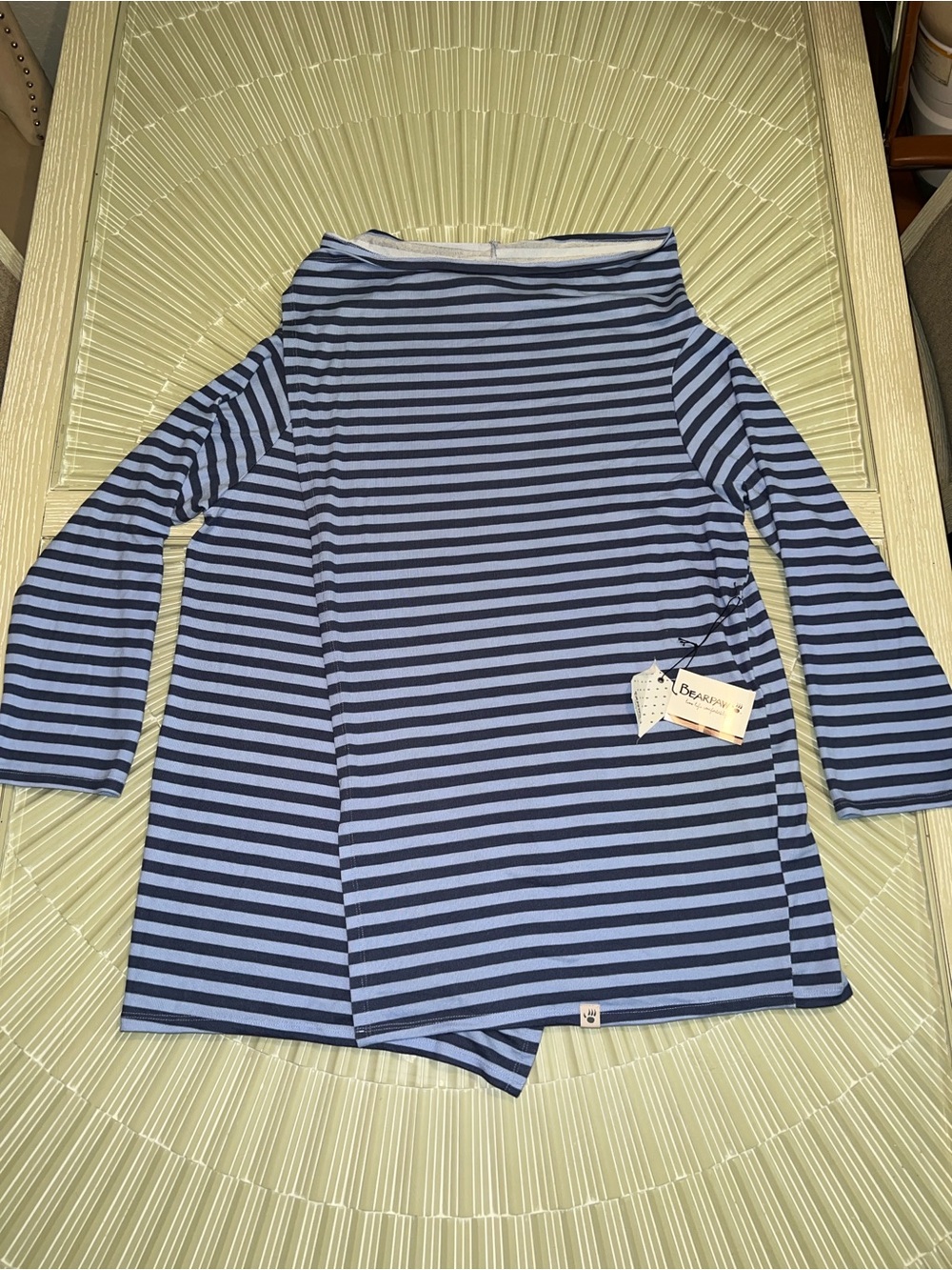 BearPaw Light Blue and Navy Striped Top